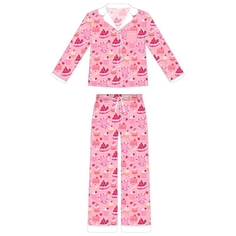 Women Pajamas Factory - Custom Women's Bamboo with Long Sleeves New Valentine's Day Design