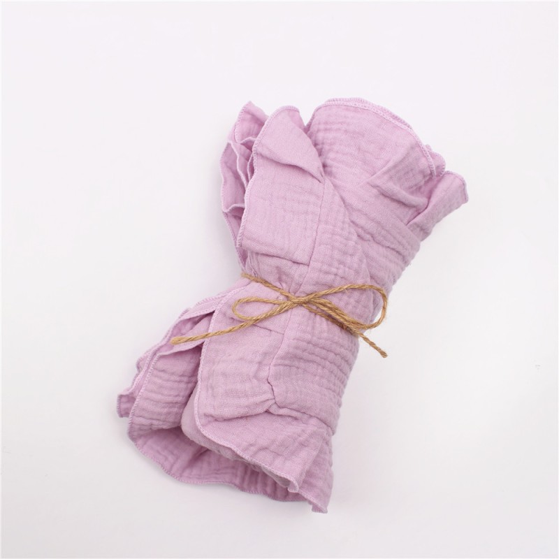 Muslin Swaddle Blanket Supplier - Custom Ruffle Edge 2 Layers Cotton Fabric Newborn
