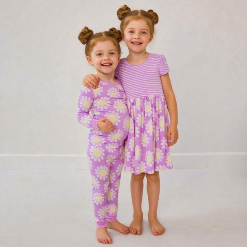 Winter Pajamas Set Supplier - Custom Printed Breathable Girls Warm Bamboo Cotton Blend