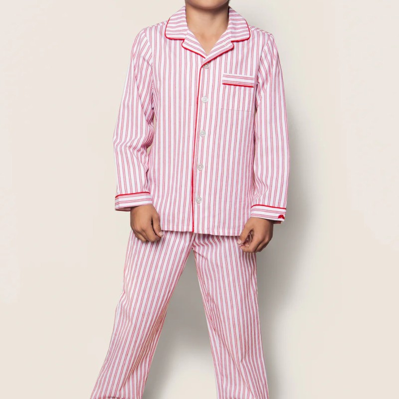Baby Pajama Set Supplier - Wholesale Custom Fabric Long-Sleeved Plaid Single-Breasted Lapel