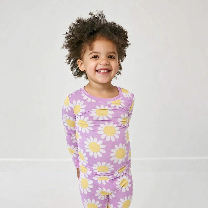 Winter Pajamas Set Supplier - Custom Printed Breathable Girls Warm Bamboo Cotton Blend