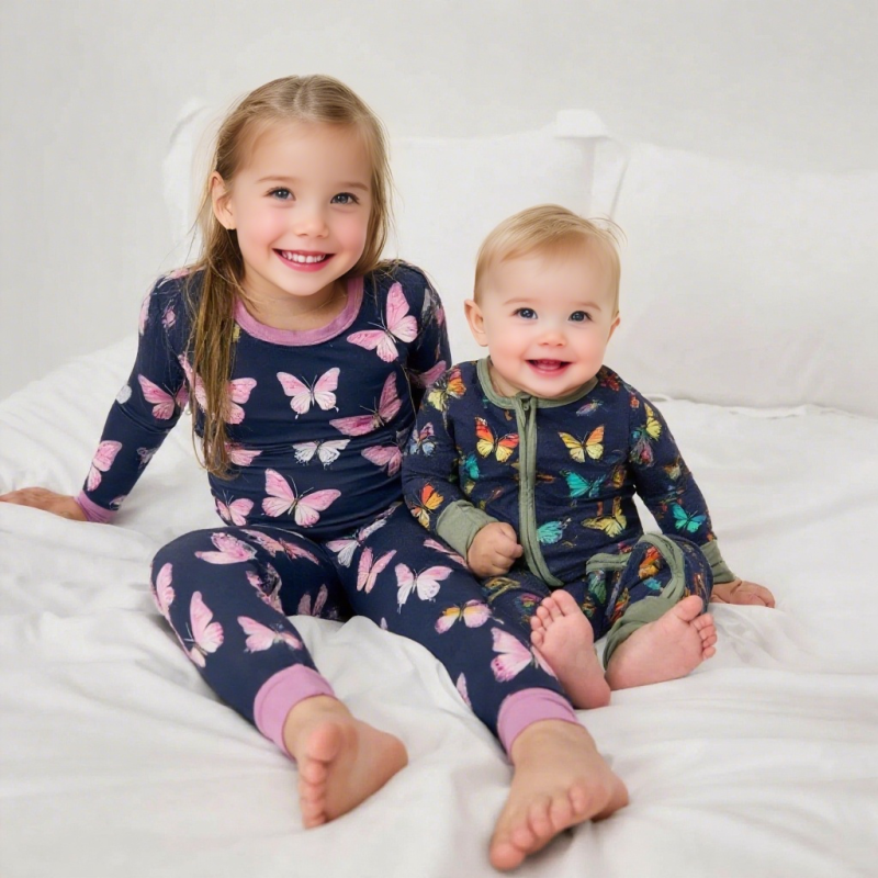 Bamboo Pajamas Factory - Custom Printing Long Sleeves Loungewear Winter Warm Casual Kids
