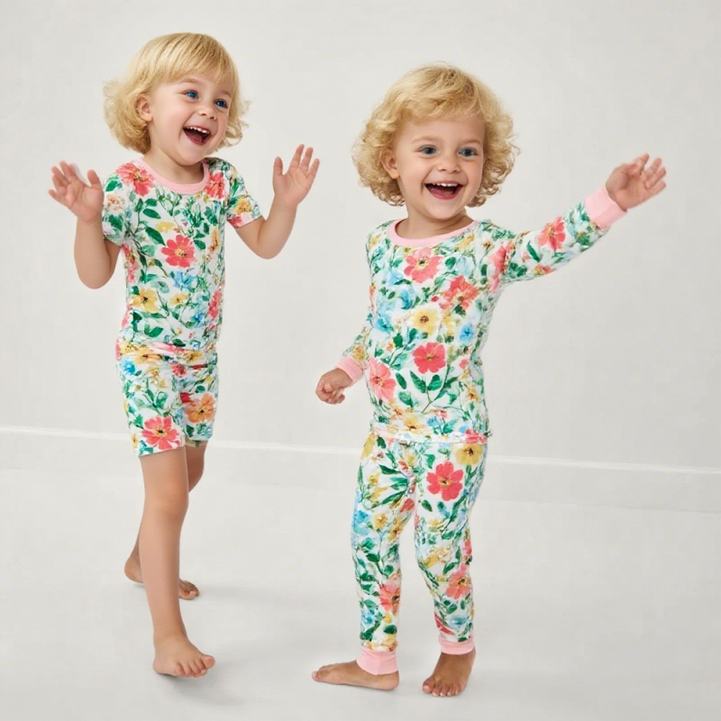 Bamboo Pajamas Set Factory - New Custom Short Sleeves Summer Soft Kids Girls Pajamas Set