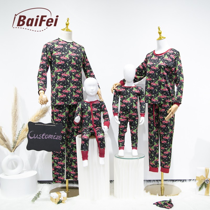 Women Pajamas Set Manufacturer - Bamboo Christmas Satin Jogger Long Cotton Sleepwear Family