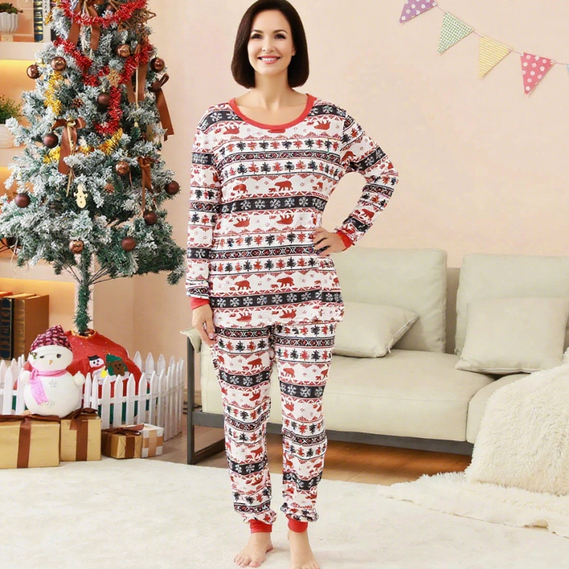 Women Sleepwear Factory - Wholesale Custom Christmas Printing Long Sleeves Casual Baby