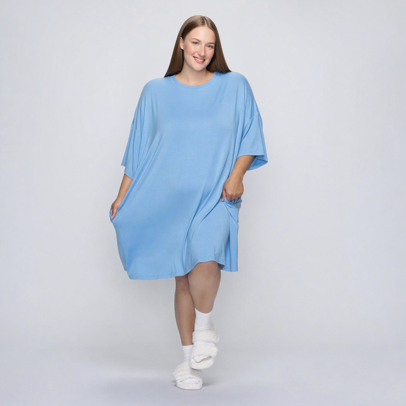 Women Nightgowns Supplier - Soft Bamboo Pajamas Short Sleeve Oversize One Size Fits All