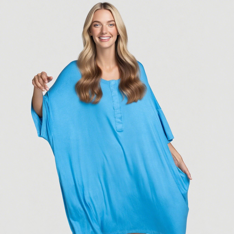 Women Nightshirt Supplier - Wholesale Short Sleeve Soft Nightgown Sleep Dress With Pocket