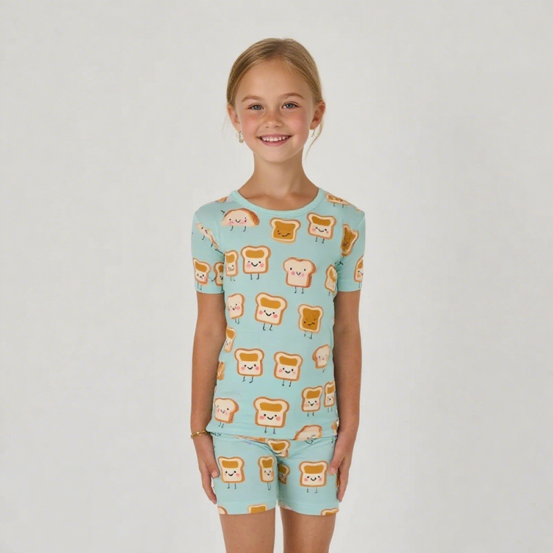 Kids Pajamas Set Supplier - Custom Short Sleeves Summer Bamboo Wholesale Two Pcs Sleepwear