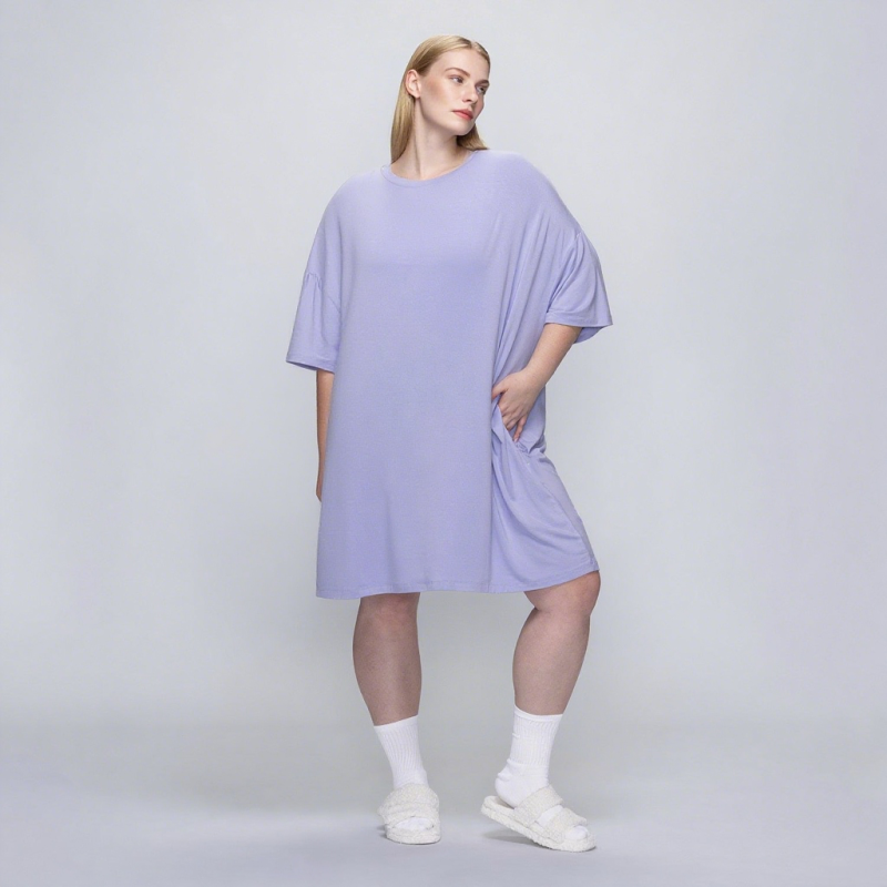 Women Nightgown Manufacturer - OEM Bamboo Sleep T-shirts Short Sleeve Loose Cozy Plus Size