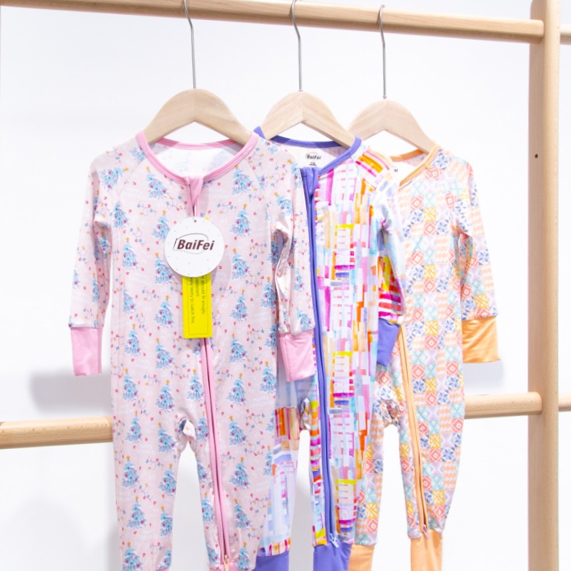 Baby Sleeper Romper Factory - Custom Print Bamboo Fiber Zipper Footed Toddler Pajamas