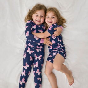 Bamboo Pajamas Set Manufacturer - Custom Printing Butterfly Comfortable Short Sleeves Summer