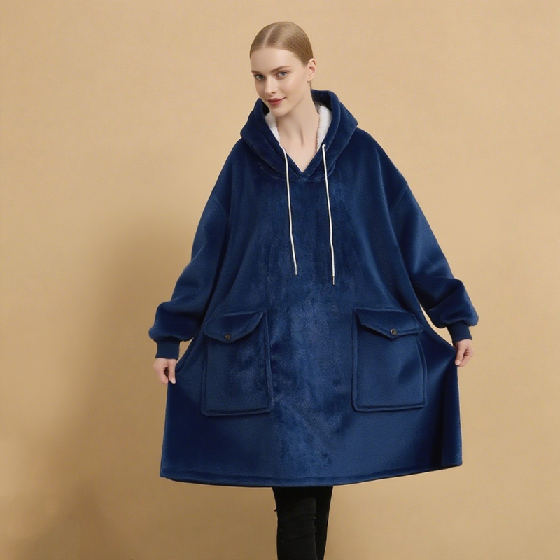 Women Sleepwear Supplier - Custom Winter Warm Knitted Soft with Pockets Hooded Pajamas