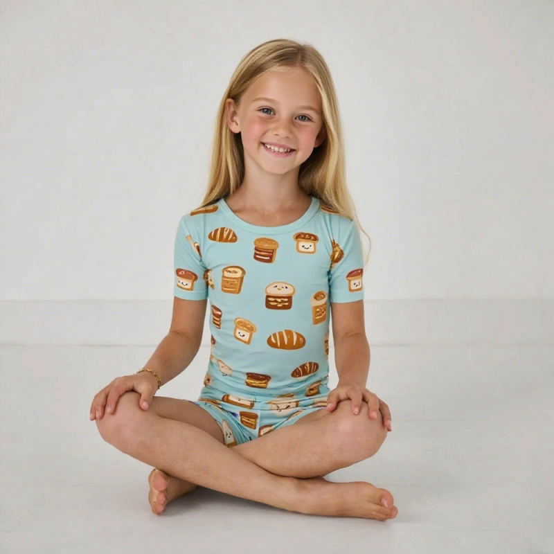 Kids Pajamas Set Supplier - Custom Short Sleeves Summer Bamboo Wholesale Two Pcs Sleepwear