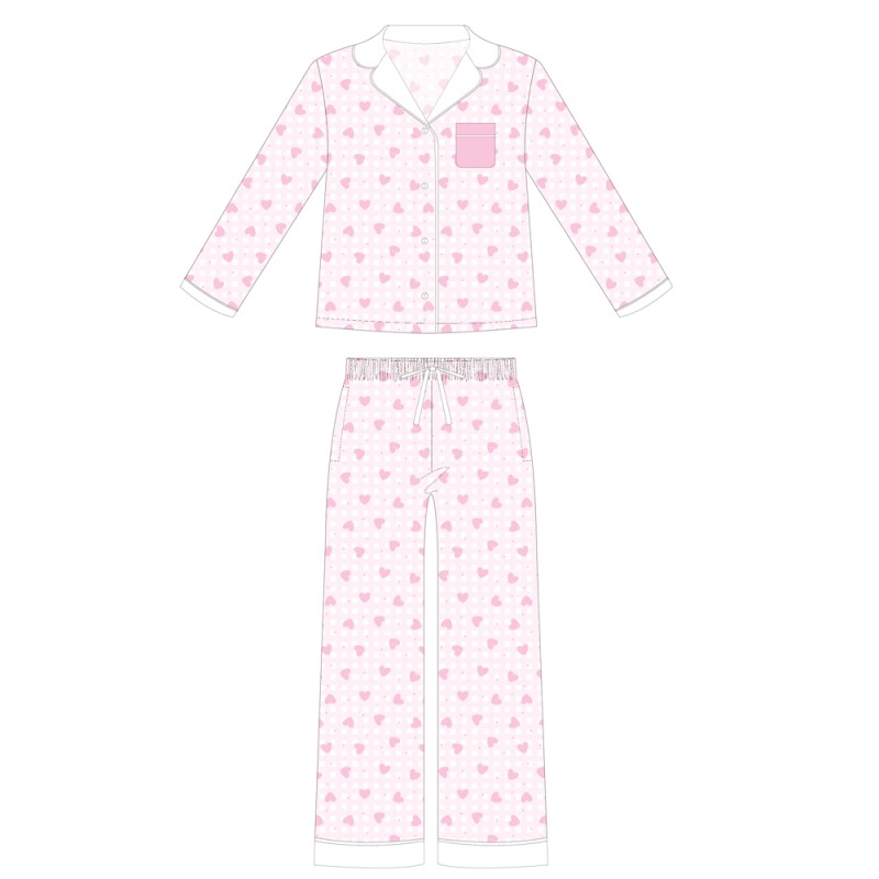 Women Pajamas Factory - Custom Women's Bamboo with Long Sleeves New Valentine's Day Design