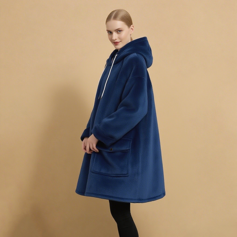 Women Sleepwear Supplier - Custom Winter Warm Knitted Soft with Pockets Hooded Pajamas