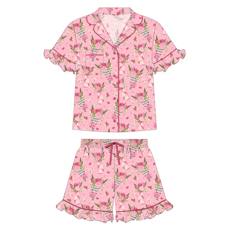 Women Pajamas Factory - Custom Women's Bamboo with Long Sleeves New Valentine's Day Design