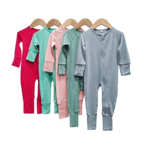 Baby Zipper Romper Factory - Organic Long Sleeve With Feet Zipper Pajamas Sleepwear