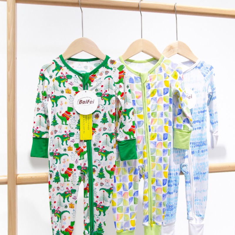 Infant Rompers Manufacturer - Custom Print Bamboo Fabric Newborn Zipper Clothes Onesie