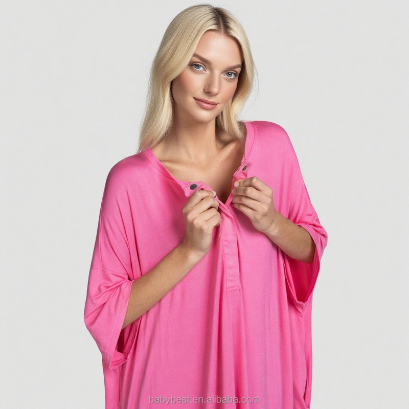 Women Sleep Dress Factory - OEM Custom Soft Short Sleeve for Women Plus Size with Pockets