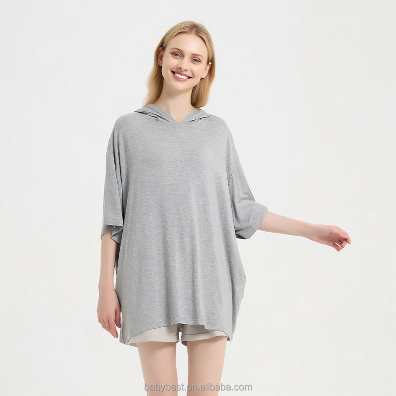 Women Nightdress Manufacturer - Soft Oversized Bamboo Knitted Front Pocket Comfortable
