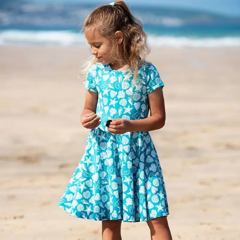 Organic Cotton Girls Dress Factory - Custom Printed Sustainable Kids Clothing Short Sleeve