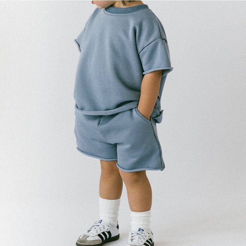 Children Clothing Set Factory - Custom Logo Casual Loose Tshirt Shorts 2 Piece Newborn