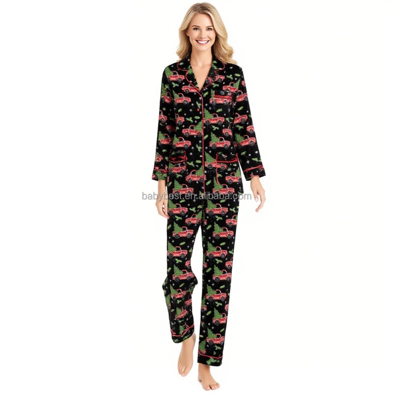 Christmas Pajamas Manufacturer - Custom New Printing Family Matching Outfits Soft Bamboo