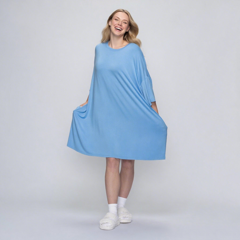 Women Nightgowns Supplier - Soft Bamboo Pajamas Short Sleeve Oversize One Size Fits All