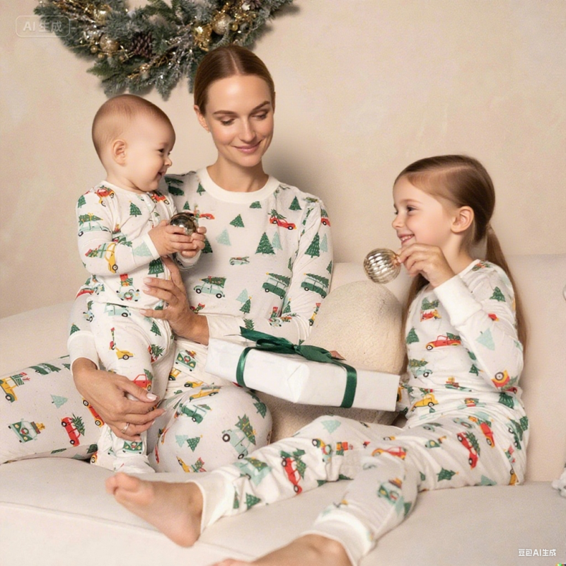 Women Pajamas Supplier - Custom New Printing Christmas Family Pajamas Set Casual Winter