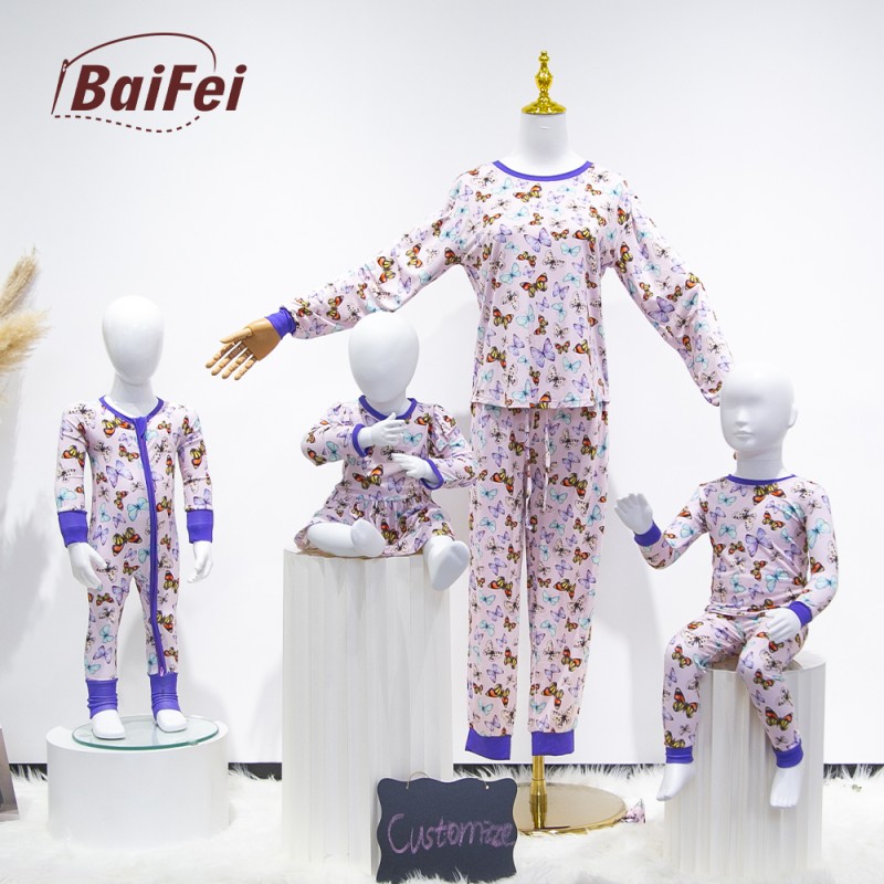 Summer Pajamas Factory - Custom Short Bamboo Loungewear Satin V-Neck Nightwear Family