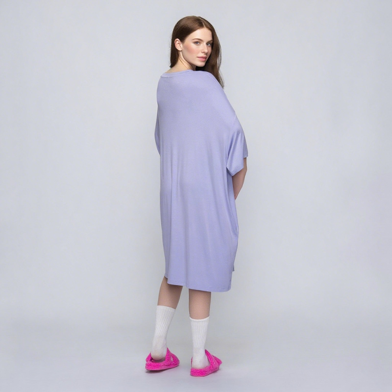 Women Nightgown Manufacturer - OEM Bamboo Sleep T-shirts Short Sleeve Loose Cozy Plus Size