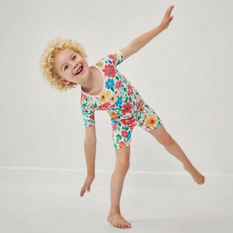 Bamboo Pajamas Set Factory - New Custom Short Sleeves Summer Soft Kids Girls Pajamas Set