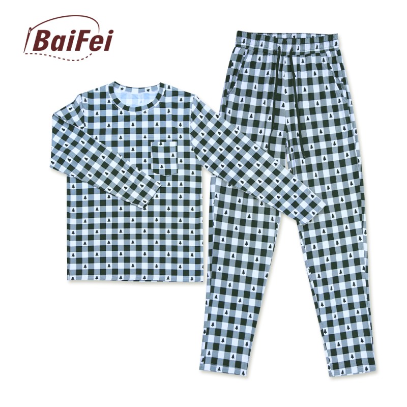 Women Sleepwear Supplier - Custom Adult Pyjamas Long Sleeve Matching Christmas Bamboo Set