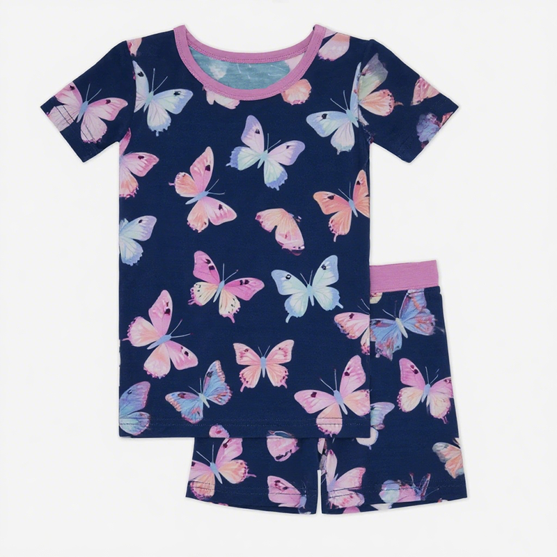 Bamboo Pajamas Set Manufacturer - Custom Printing Butterfly Comfortable Short Sleeves Summer