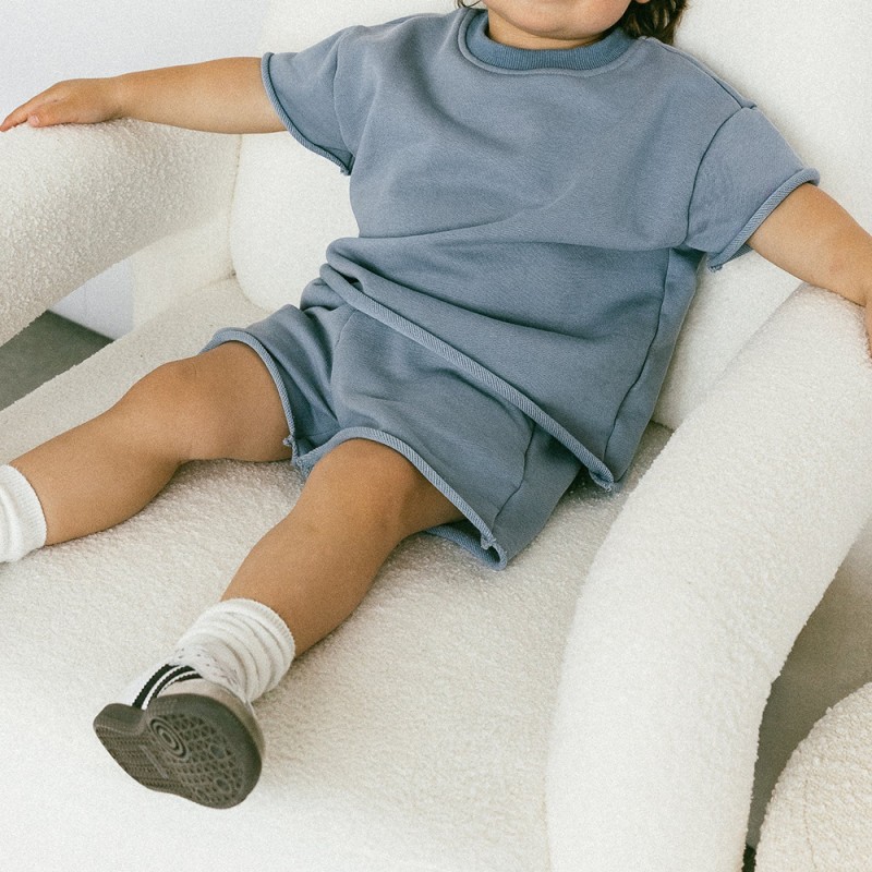 Children Clothing Set Factory - Custom Logo Casual Loose Tshirt Shorts 2 Piece Newborn