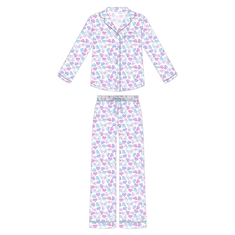 Women Pajamas Factory - Custom Women's Bamboo with Long Sleeves New Valentine's Day Design