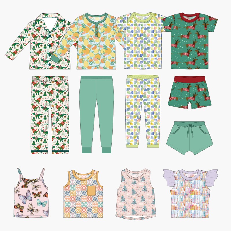 Baby Pajama Set Supplier - Wholesale Custom Fabric Long-Sleeved Plaid Single-Breasted Lapel