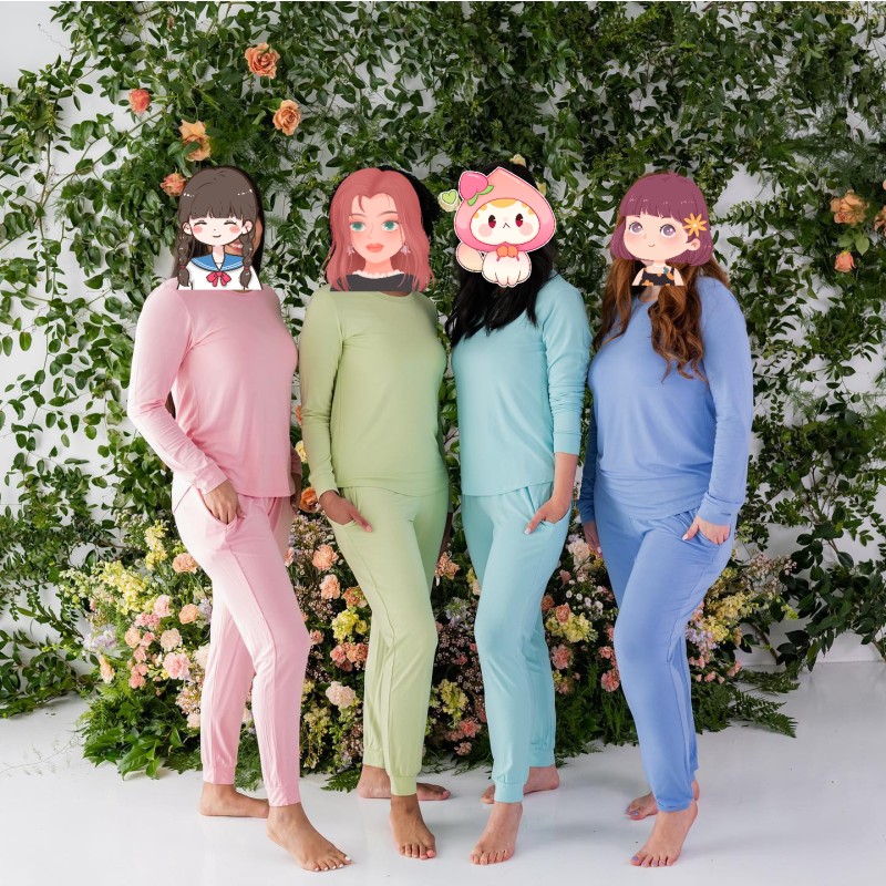 Women Pajamas Set Manufacturer - Custom Print Family Matching Sleepwear Plain Color Jogger