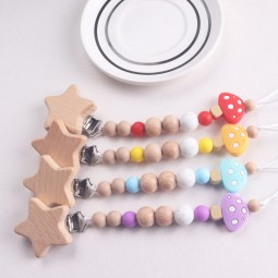 Baby Pacifier Clip Manufacturer - Wholesale Cute Beech Wood Comfort Anti-Drop Beads