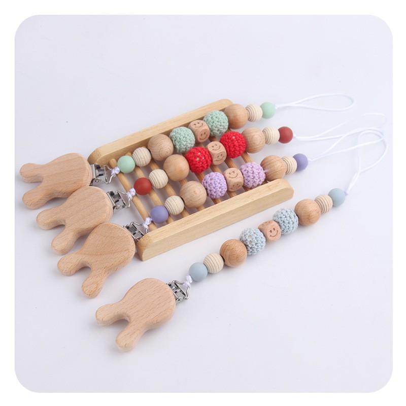 Baby Rattle Factory - Crochet Bunny Rattle Soft Wood Ring Teether Educational Gym Mobile
