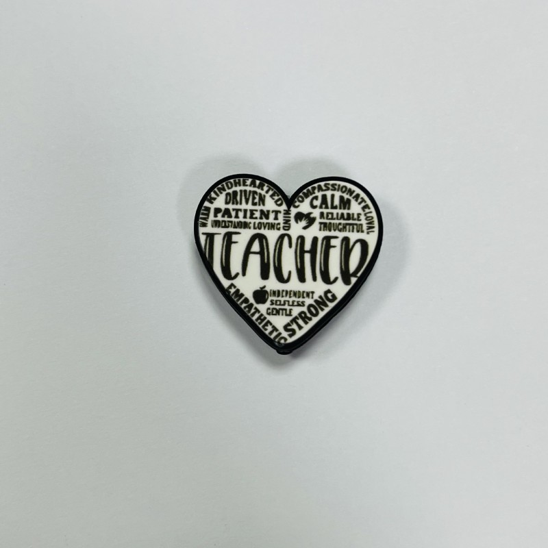 Baby Teether Supplier - Cartoon Heart-Shaped Silicone Beads with String Pens Food Grade