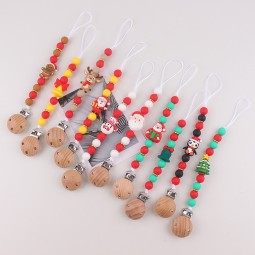 Pacifier Chain Factory - INS Nordic Style Anti-Drop Beech Wood Silicone for Amazon