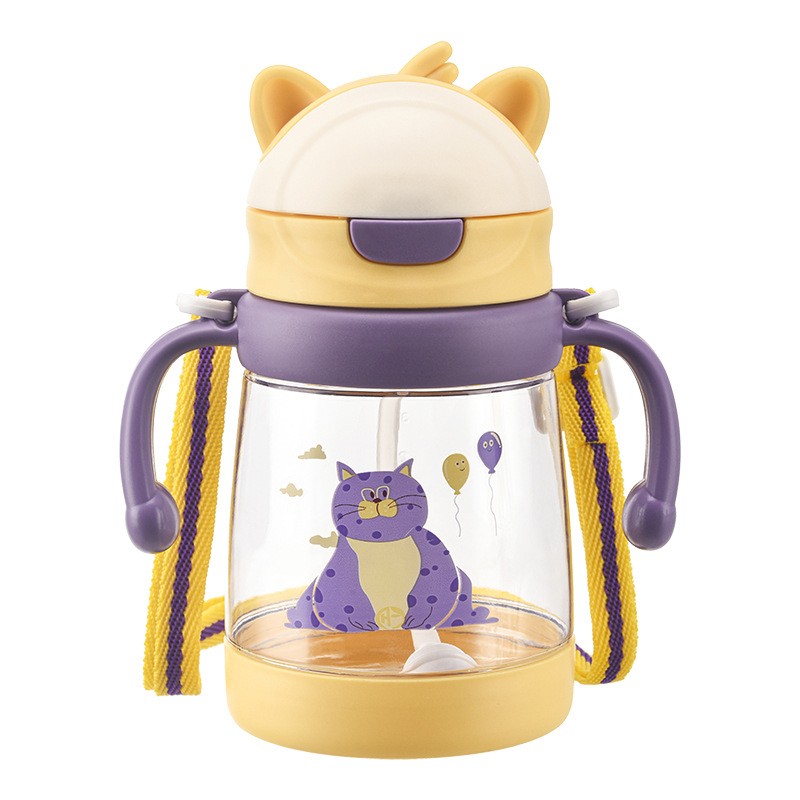 Portable Cup Manufacturer - Cartoon Pattern Outdoor Straw Plastic with Handle Baby Student