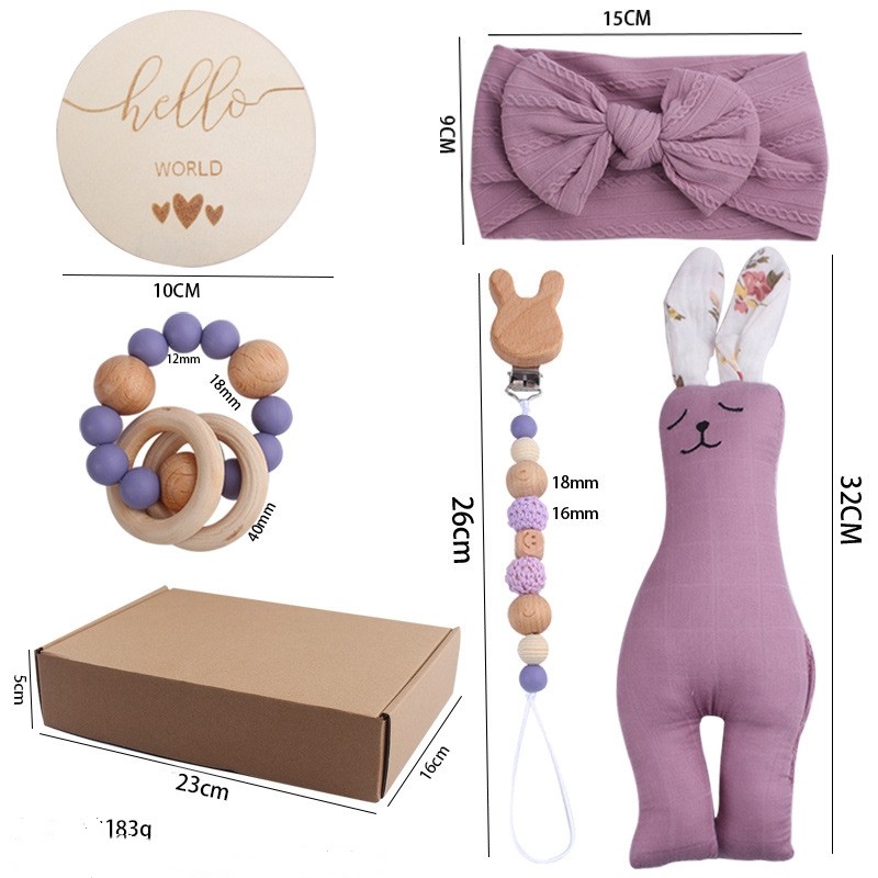 Baby Rattle Factory - Crochet Bunny Rattle Soft Wood Ring Teether Educational Gym Mobile