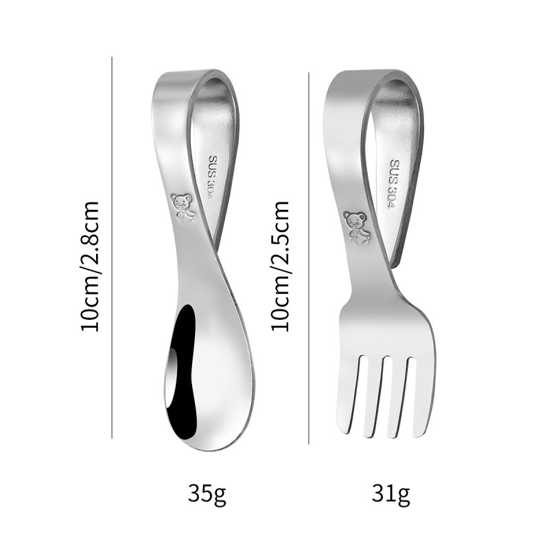 Baby Utensils Factory - SUS 304 Stainless Steel Fork and Spoon Set PP Material