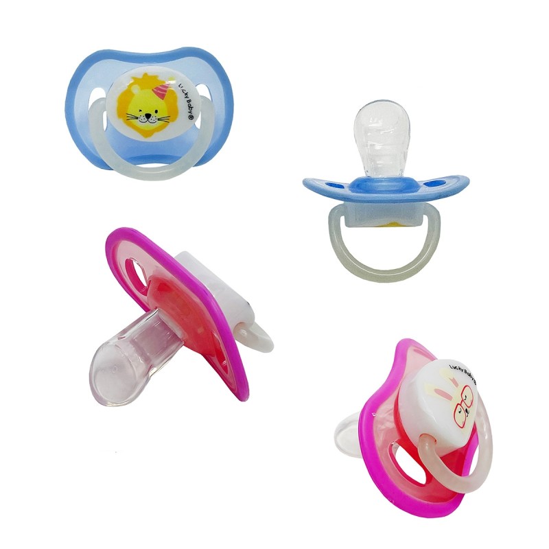 Pacifier Manufacturer - Name Initial Letters with Clips Lids Rhinestone Blue Luxury