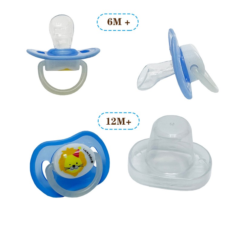 Pacifier Manufacturer - Name Initial Letters with Clips Lids Rhinestone Blue Luxury