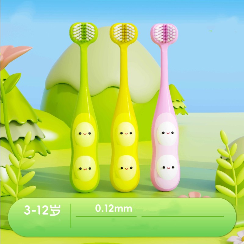 Toothbrush Factory - 3 Sided Baby Toothbrush Triple Bristle Kids Training 4-12 Years