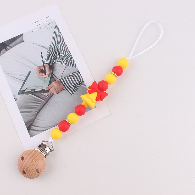 Pacifier Chain Factory - INS Nordic Style Anti-Drop Beech Wood Silicone for Amazon