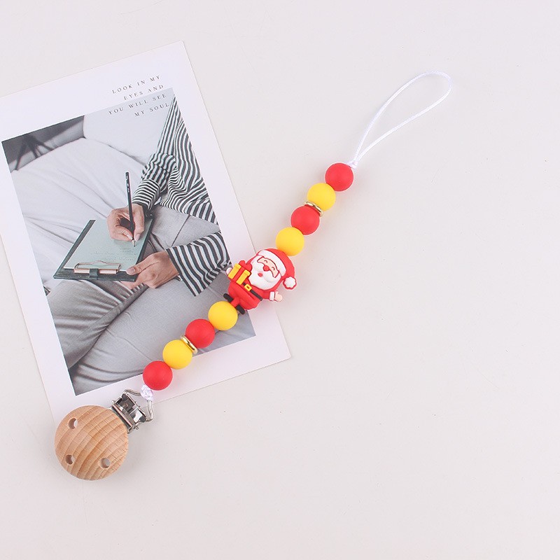 Pacifier Chain Factory - INS Nordic Style Anti-Drop Beech Wood Silicone for Amazon